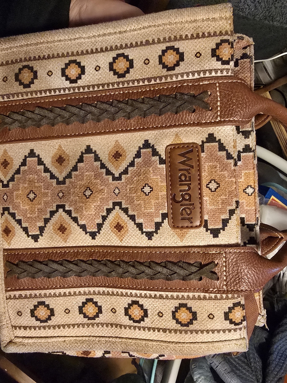 Wrangler Southwestern Tote Bag in Tan and Brown